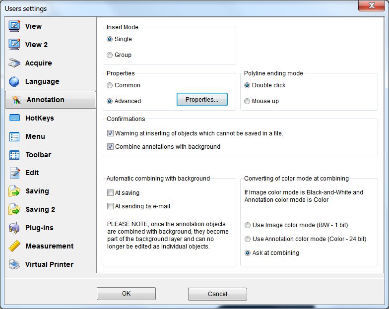Annotation Settings annotation settings