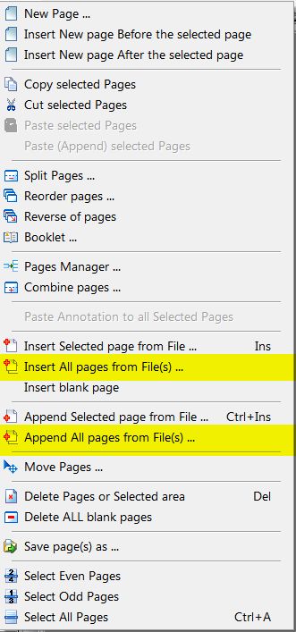 insert pages to tiff file
